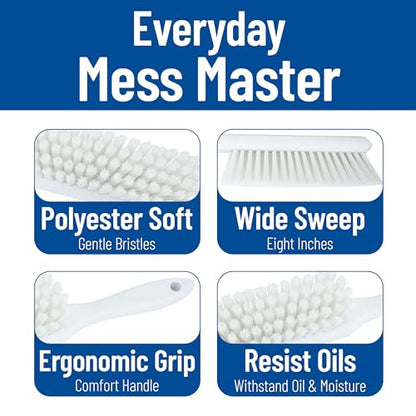 SPARTA 8 Inch Soft Counter Brush with Polyester Bristles and 5 Inch Handle, Color Coded Handheld Broom for Tables Countertops and Foodservice Surfaces, 13 Inch Overall Length, White, Pack of 6 - color: White