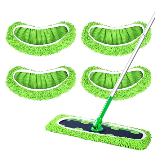 Reusable Microfiber Mop Pads for Swiffer XL - 4 Pack XL Dry Sweeping Cloths & Wet Pads Refills - X-Large Heavy Duty Mopping Cloths for Floor Mopping and Sweeping (Mop is Not Included) - color: 4 Pack (Green)