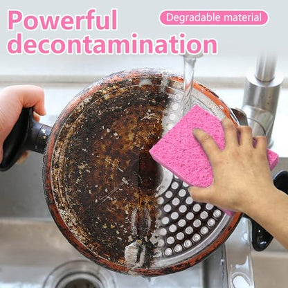 Cellulose Sponges, Large Size 4" x 6" x 1" - Heavy Duty Scrub Kitchen Sponge, Clean Tough Messes Without Scratching Kitchen Cleaning Pads, Pop Up Eco DIY (6 Pack), Pink - color: Pink
