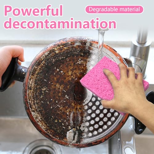 Cellulose Sponges, Large Size 4" x 6" x 1" - Heavy Duty Scrub Kitchen Sponge, Clean Tough Messes Without Scratching Kitchen Cleaning Pads, Pop Up Eco DIY (6 Pack), Pink - color: Pink