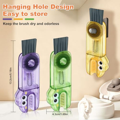 3 in 1 Cup Lid Cleaning Brush, Gap Cleaner Brushs - Home Kitchen Multifunctional Bottle Cleaning Brush Set, Portable Travel Bottle Lid Cleaner Tools - color: Yellow Purple Green