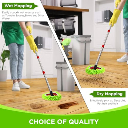 Baderke 3 Pack Mop Heads Replacements Compatible with 1 Tank System Duster Replacement Heads Spin Mop Refill Pads Reusable Dust Refills for Floor Cleaning (Green) - color: Green
