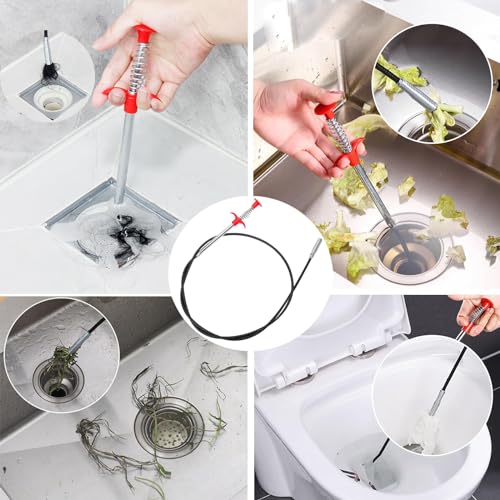 77 Inch Flexible Drain Snake Grabber, Long 4-Claw Pickup Tool for Sink, Shower, Bathtub Drains and Tight Spaces - style: drain snake grabber
