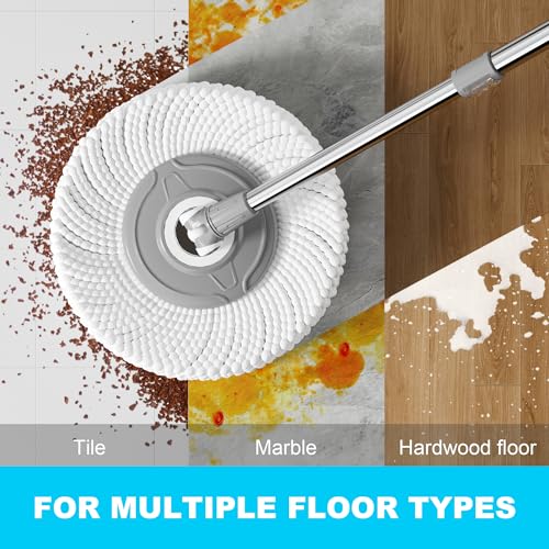 JOYMOOP Spin Mop and Bucket Set, 360° Mop Head & Telescopic Handle, 3 Reusable Microfiber Pads, Wet and Dry Use, Hands-Free Cleaning for Hardwood, Tile, Laminate Floors & Walls