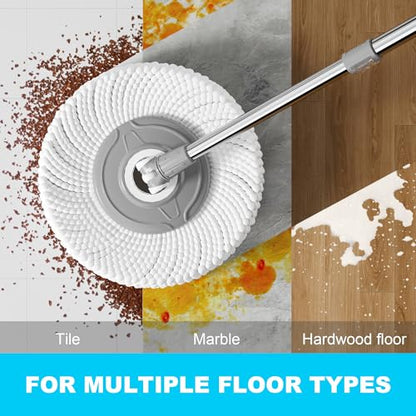 JOYMOOP Spin Mop and Bucket Set, 360° Mop Head & Telescopic Handle, 3 Reusable Microfiber Pads, Wet and Dry Use, Hands-Free Cleaning for Hardwood, Tile, Laminate Floors & Walls