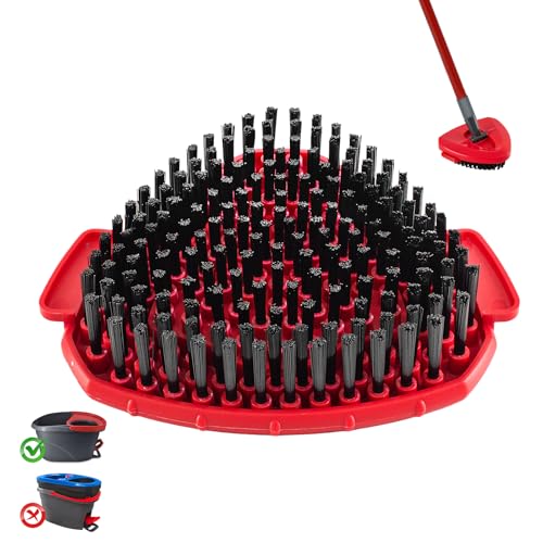 Mop Scrub Brush Head for O-Cedar EasyWring 1-Tank Spin Mop, Hard Bristle | Triangular single bucket system base refill. Heavy duty grout tile scrubber attachments. Red shower kitchen cleaning part. - size: 1 Pack