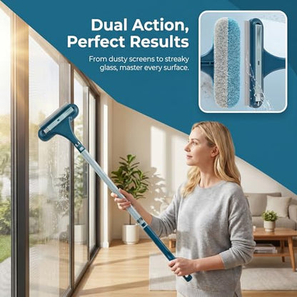 2-in-1 Multi-Purpose Cleaning Brush, Window Screen Cleaner Tool with Squeegee, Mesh Screen Cleaner, Cleaner Tool for Window, Door, Porch Screens (1PCS Yellow) - color: 1pcs Yellow