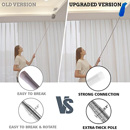 Upgraded Dusters for Cleaning (6pcs), Ceiling Fan Duster with 100" Thickened Extension Pole, Extendable Long Microfiber Duster for High Ceilings, Reusable & Washable Dusting Wand by OOSOFITT Blue - color: Blue