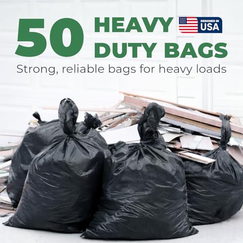 EconoHome 55-60 Gallon Contractor Garbage Bags - 2.8 Mil Extra Thick Heavy Duty Trash Bags for Construction, Lawn & Yard Cleanup, Demo & Commercial Use - Made in USA - Extra Large, 38x53" - 50-Count - style: 50 pack