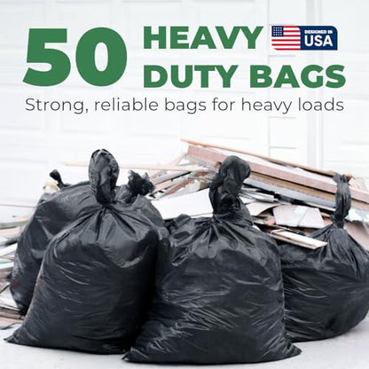 EconoHome 55-60 Gallon Contractor Garbage Bags - 2.8 Mil Extra Thick Heavy Duty Trash Bags for Construction, Lawn & Yard Cleanup, Demo & Commercial Use - Made in USA - Extra Large, 38x53" - 50-Count - style: 50 pack
