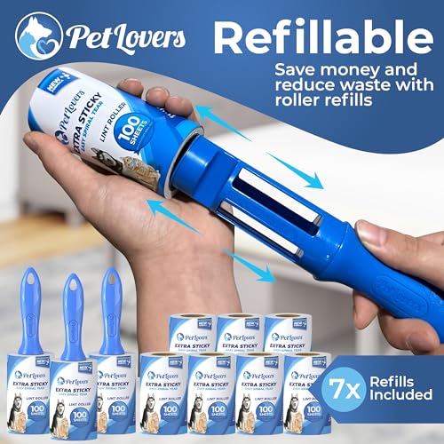 PetLovers Extra Sticky Lint Roller Mega Value Set 1000 Sheets for Pet Hair Removal, Dog and Cat Lint Remover 10 Pack - size: 10 Pack Lint Roller