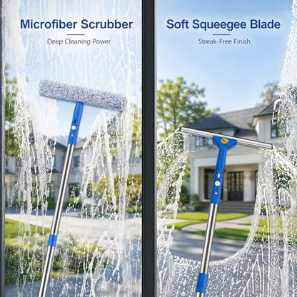 Window Cleaning Kit with Extension Pole,Professional Window Washing Kit with Bucket, 79" Window Squeegee with Microfiber Scrubber Scraper,Window Cleaner Tool for Commercial, Home,Outdoor