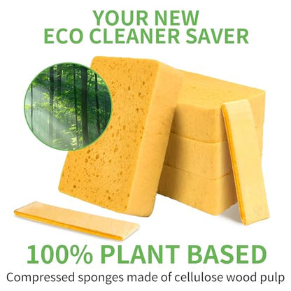 10 Count Compostable Thicker Pop-Up Sponges - Expanding, Non-Scratch, Plant-Based Cleaning Sponges Car Wash Sponge - color: Yellow-10