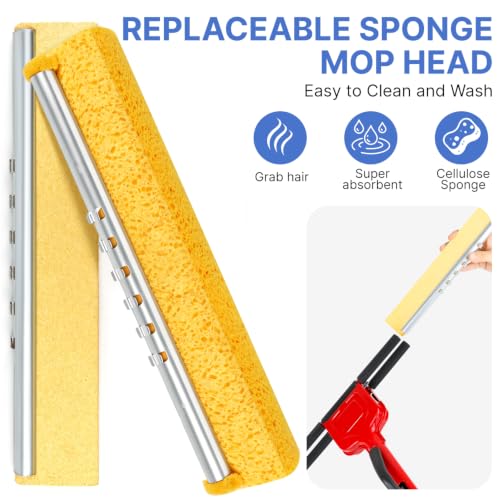 Replacement Mop Heads 4 Pack, Super Absorbent Cellulose Sponge Refills for Flat Floor Cleaning, Compatible with Wood, Tile & Laminate Floors - size: 4 heads