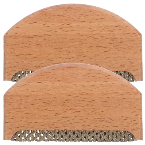 Kichvoe 2pcs Manual Portable Lint Remover Hair Scraper for Clothes and Carpet, Wooden Fabric Scraper for Sweaters and Wool Coats, Reusable Pet Hair Lint Shaver for Home Cleaning