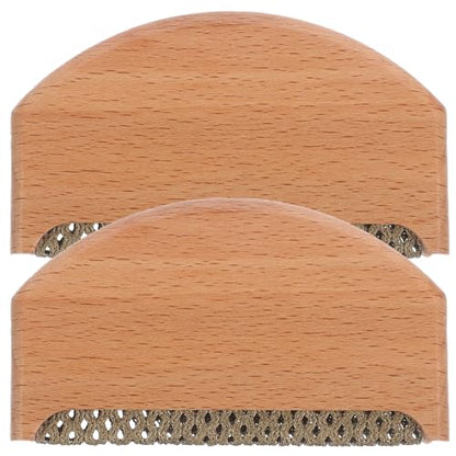 Kichvoe 2pcs Manual Portable Lint Remover Hair Scraper for Clothes and Carpet, Wooden Fabric Scraper for Sweaters and Wool Coats, Reusable Pet Hair Lint Shaver for Home Cleaning