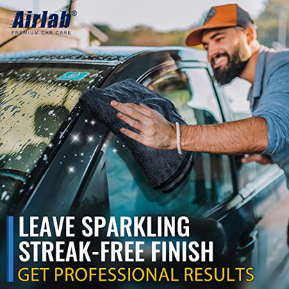 Airlab Microfiber Towels for Cars Wash Drying Super Absorbent Cleaning Cloth Auto Detailing Ultra Soft, Lint-Free, Streak-Free, 24 x 16 Inch, Pack of 2, Grey-Black, 600 GSM - color: 24 X 16 Inch, Pack of 2, Grey-black, 600 Gsm