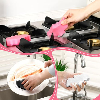 Tioncy 12 Pack Bat Kitchen Sponges Bulk Dual Sided Scrubber Sponges Dishwashing Non Scratch for Bat Kitchen Accessories Dish Scouring Black, White, Pink - color: Black, White, Pink, style: Bat