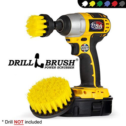 Drill Brush – Drill Brush Kit – Drill Brushes for Cleaning – Drill Brush Attachment - Drill Brush Set - Bathroom Accessories - Shower Cleaner - Bathtub - Bath Mat - Scrub Brush - Grout Cleaner - color: Yellow