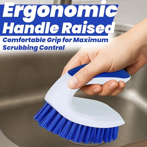2 Pack Scrub Brushes, Cleaning Brush with Stiff Bristles, Handheld Scrubber for Bathroom, Shower, Tile, Carpet, Bathtub & Floor - size: Standard