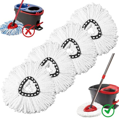 4 Pack Mop Heads Replacements, Compatible with O Cedar Easywring 1-Tank System Easy Wrin Spin Mops, Triangle Swivel Microfiber Mops, Washable & Easy to Replace - size: 4 Pack