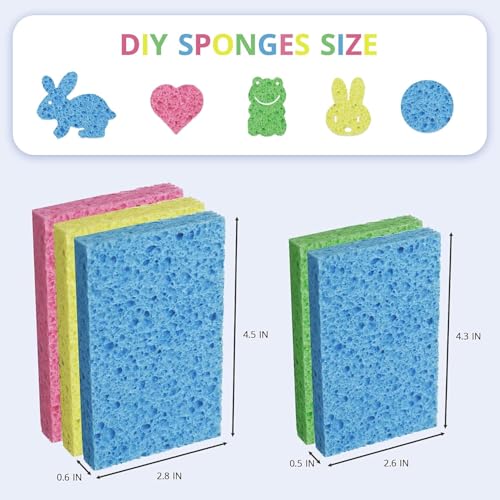 CELOX 24 Pack Cellulose Sponge Bulk for Cleaning Kitchen, Natural Wood Pulp Sponges - color: Blue & Yellow, size: Regular Pack