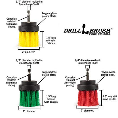 Kitchen Accessories - Drill Brush - Grout Cleaner - 2-inch Diameter Multi-Purpose Spin Brush Kit - Garden Statues - Bird Bath - Granite Cleaner - Bathroom Accessories - Shower Curtain - Baby Bath Tub - color: Green / Red / Yellow