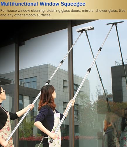 Professional 13 ' - 50 Ft Window Cleaning Tool, 3 in 1 High Window Washing Kit with Aluminum Pole & Fiber Duster, Window Cleaner Tools for Hard to Reach Outside/Housekeepin - color: 9m/29.5ft