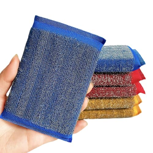 Kitchen Sponges for Dishes Steel Wool Scrubber Sponges for Kitchen Heavy Duty Non-Scratch Scrubbing Cleaner (6 Pack) (Colours) - color: Colours