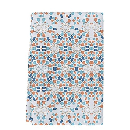 Geometric Circle Gradient Kitchen Towels, Absorbent Microfiber Hand Towels for Kitchen Bathroom Bar Decorative Blue and White Porcelain Texture Ultra Soft Resuable Cleaning Cloths Washable Fast Drying - size: 18" x 28"