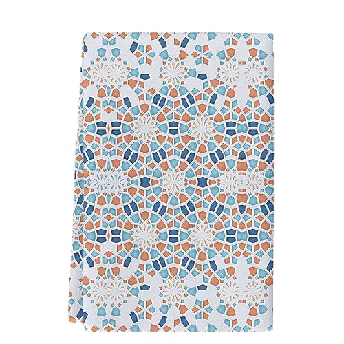 Geometric Circle Gradient Kitchen Towels, Absorbent Microfiber Hand Towels for Kitchen Bathroom Bar Decorative Blue and White Porcelain Texture Ultra Soft Resuable Cleaning Cloths Washable Fast Drying - size: 18" x 28"