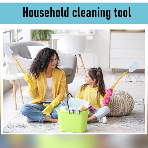 Colingmill 4 Pcs 3 ft Replacement Handles Compatible with Duster Refills, Long Extended Handle Only, Adjustable Length for Ceiling Fans, Blinds, Shelves, Windows, Foldable & Extendable (Yellow) - color: Yellow