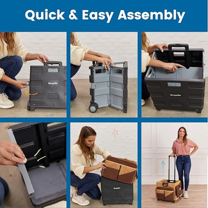 ECR4Kids Universal Rolling Cart with Canvas Organizer Bag, Mobile Storage, Dark Grey/Grey - color: Chocolate/Sand