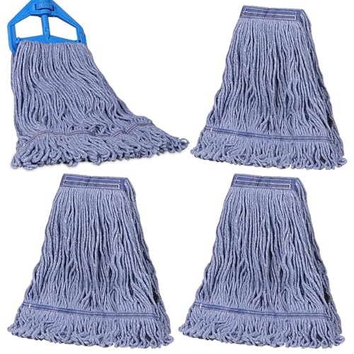 JERIA 4 Pack Heavy Duty Mop Head Replacements,String Mop Head for Commercial,Used for Home,Office and Kitchen,Washable,Reusable Mop - size: 4 Pack