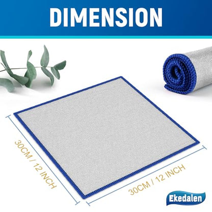 Microfiber Cleaning Cloth Polishing Glass Cleaner Absorbent Kitchen Towel Quick Drying Miracle Lint Free Rags for Household Auto Detailing Bathroom, Pack of 6, 12 x 12 Inch, Sliver-Blue - color: Sliver-blue, 12 X 12 Inch