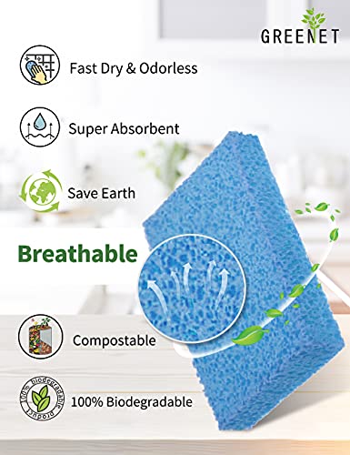 Cellulose Sponges Kitchen, for Washing Dishes, in Bulk, 24 Pack (3 Count x 8 Individually Wrapped + 2 Free Scouring Pads), 100% Natural Biodegradable - style: 24 Pack
