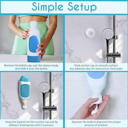 Squeezi 2 Unit Pack (Bright White) Wall Mounted Shower Dispenser and Organizer for Shampoo and Soap Bottles, Silicone Chamber - color: Bright White