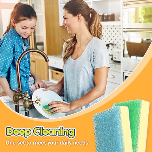 LAUNDRYLUX Scrub Sponge, Dual-Sided Temperature-Responsive Scrubber - Non-Scratch - Multipurpose Dish Sponges for Kitchens, Bathrooms, and Outdoor Use - 4 Pack - style: Rectangle