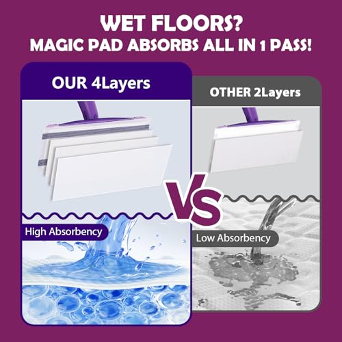 Mopping Pad Refill Compatible with Wet Jet Mop, Disposable Multi Surface Wetjet Hardwood Floor Cleaner Spray Mop Pads Refills, Thickness & Absorbent (60) - size: 60 Count