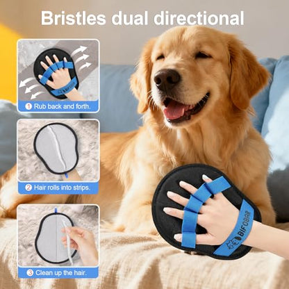 Pet Hair Removal Glove - Magic Brush Electrostatic Mitt for Dogs & Cats, Reusable Grooming Gloves - Dog Hair Remover Tool with 5-Finger Design for Couch, Carpet, Furniture, Laundry & Clothing(Blue) - color: Blue