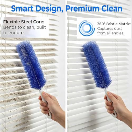 Multi-Purpose Dust Removal Brush, Bendable Microfiber Head, Reusable Dust Remover, 90° Flexible Ceiling & Fan Dust Magnet, Fan Cleaning Brush (2pcs-Blue) - color: 2pcs-blue