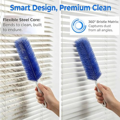 Bendable Microfiber Head, Reusable Dust Remover, 90° Flexible Ceiling & Fan Dust Magnet, Fan Cleaning Brush, Multi-Purpose Dust Removal Brush (2pcs-Gray) - color: 2pcs-gray