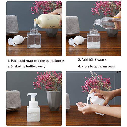 UUJOLY Foaming Soap Dispenser, 250ml (9oz) Refillable Pump Bottle for Liquid Soap, Shampoo, Body Wash (2 Pcs) (Small Clear) - color: Clear, size: 9 oz (2 Pack)