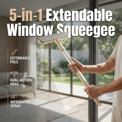Window Screen Cleaning Brush, 2027 New 2 in 1 Window Cleaning Brush with Adjustable Handle, Mesh Screen Cleaner with Cleaning Solution for Glass, Window Scrubber for Home and Kitchen (Grey) - color: Gray