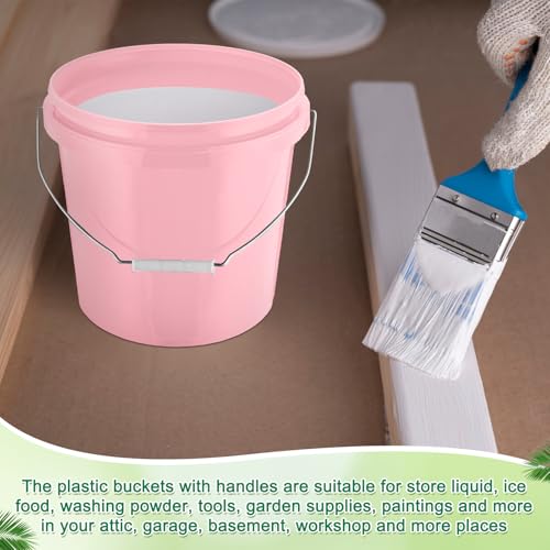 Tioncy 10 Pcs 2 Gallon Plastic Bucket with Lid Heavy Duty 2 Gallon Bucket Pail with Lid Handle for Storage Container Home Household Cleaning (Light Pink) - color: Light Pink