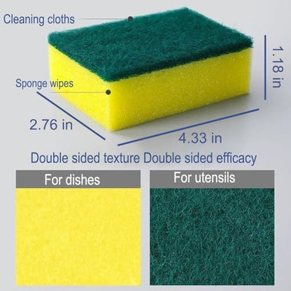 15 Pcs Kitchen Cleaning Sponge, Double Face Non-Scratch Scrub Sponge, Long Lasting, Super Absorbent Cleaning Supplies, for Kitchen Dishes and Cleaning