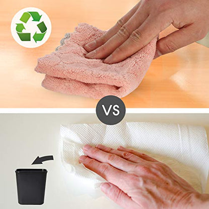 kimteny Cleaning Cloths Kitchen Towels Microfiber Washcloths Lint Free Dish Cloth Reusable Dishtowels Household Super Absorbent Fast Drying, 10"x10", Pack of 5 (Pink-Grey) - color: Pink-grey