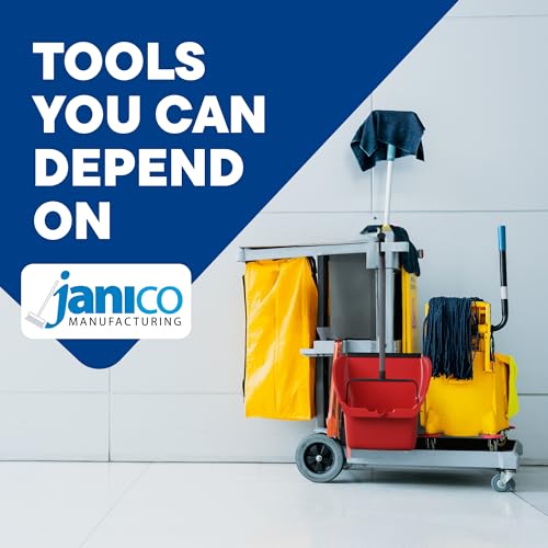 Janico Tall Commercial Dust Pan with Handle – 2 Pack – Indoor/Outdoor Heavy Duty Large Upright Standing Dust Pans with Long Handle – 12-Inch Wide Plastic Stand Up Lobby Dustpan Only with Broom Clip