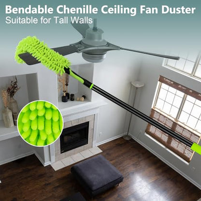 CALBEAU 8 Foot Dusters for Cleaning, Duster with Extension Pole, Microfiber Feather Duster Used for Cleaning Ceiling Fan, High Window, Blinds, Shutters, Sofa, Cobweb Duster for Home (14 PCS)