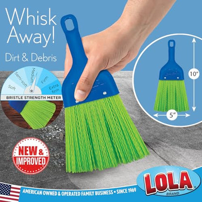 LOLA Whisk Broom, Hand Brush, 4 Pack Durable Bristles, Whisks Away Dirt & Debris, Compact, Hang Hole for Easy Storage, Indoor/Outdoor - size: 4 Pack, style: 2026 Model